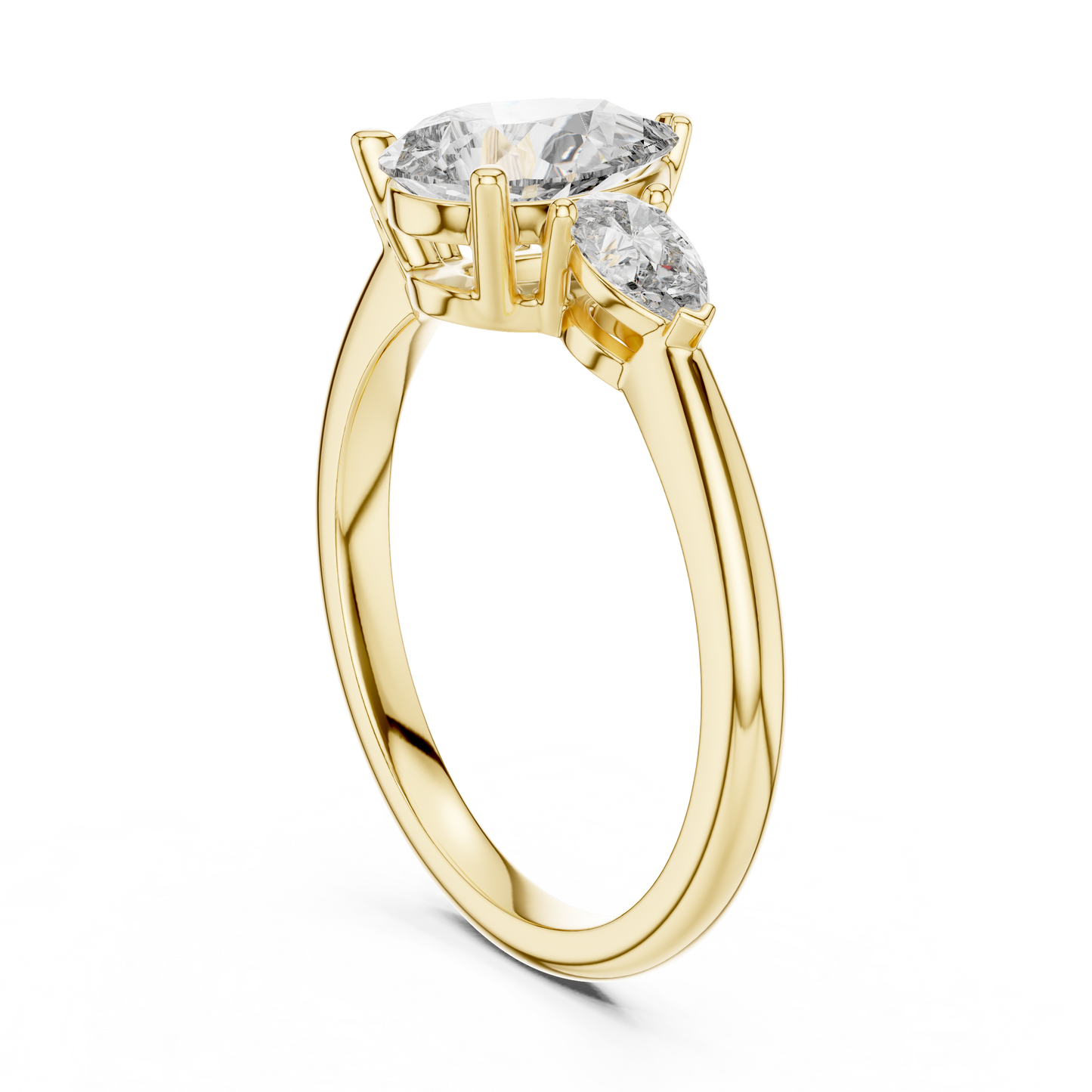 Brilliant Pear-Shaped Center Stone with Matching Tapered Accents