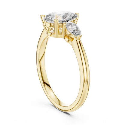 Brilliant Pear-Shaped Center Stone with Matching Tapered Accents