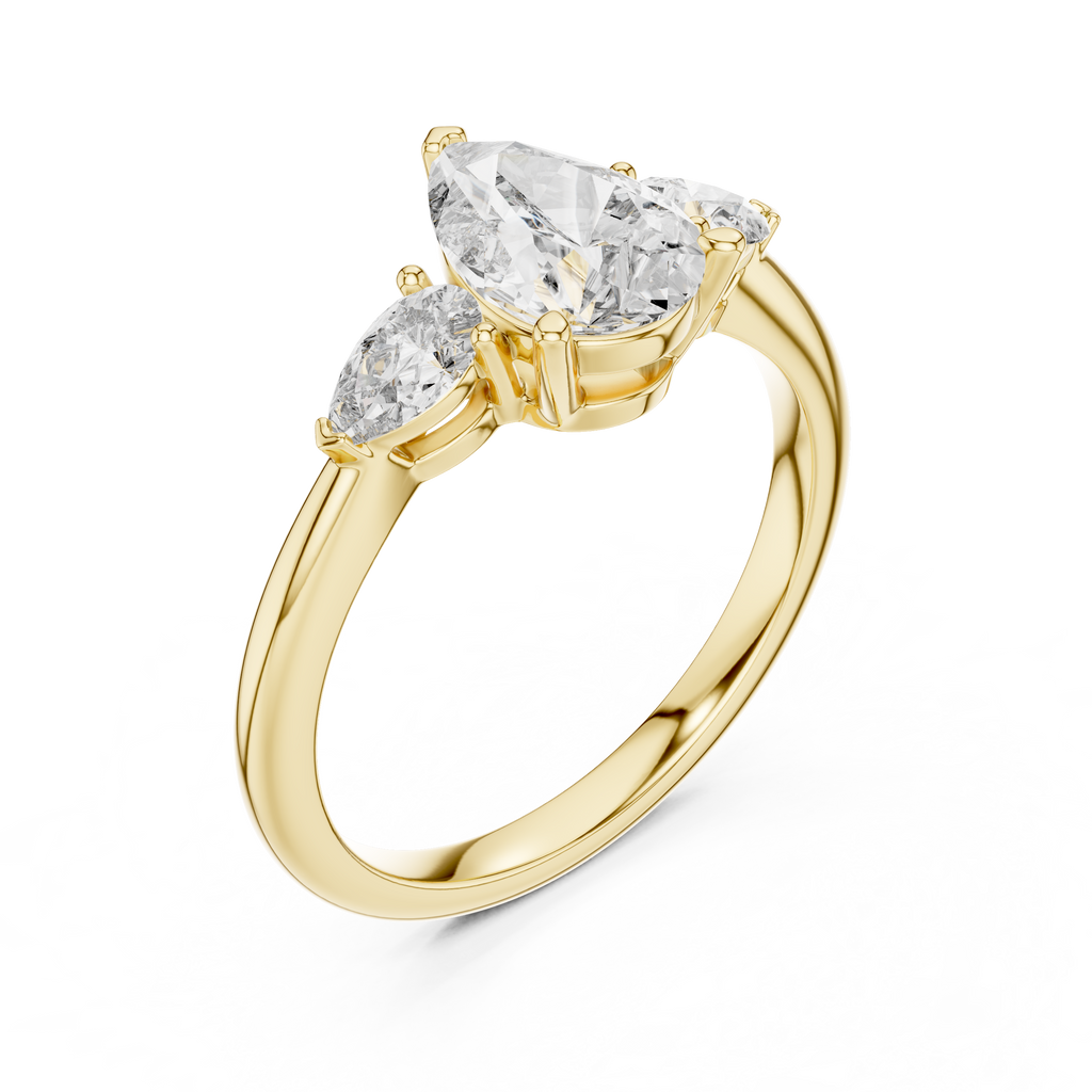 Brilliant Pear-Shaped Center Stone with Matching Tapered Accents