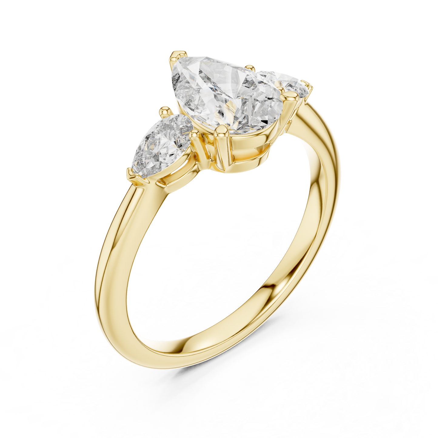 Brilliant Pear-Shaped Center Stone with Matching Tapered Accents