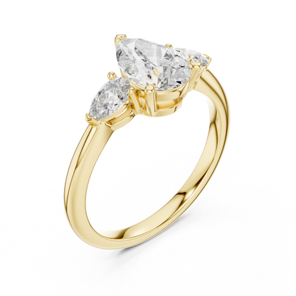 Brilliant Pear-Shaped Center Stone with Matching Tapered Accents