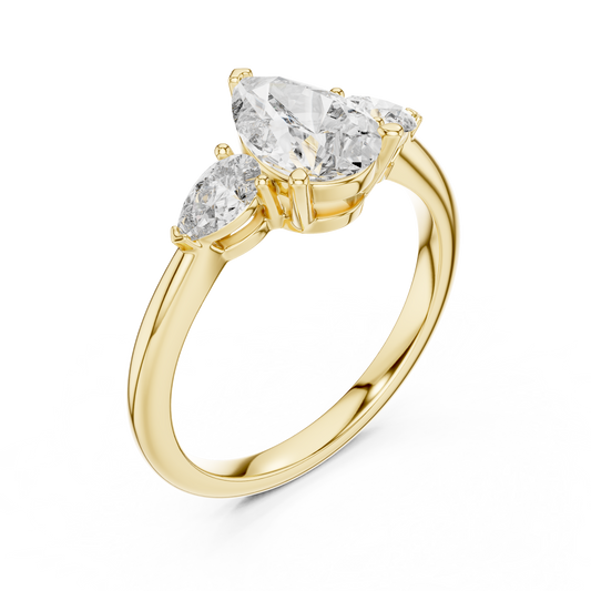 Brilliant Pear-Shaped Center Stone with Matching Tapered Accents
