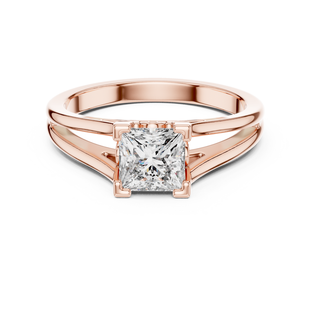 Cushion Cut Lab Grown Diamond Split Shank Engagement Ring