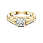 Cushion Cut Lab Grown Diamond Split Shank Engagement Ring