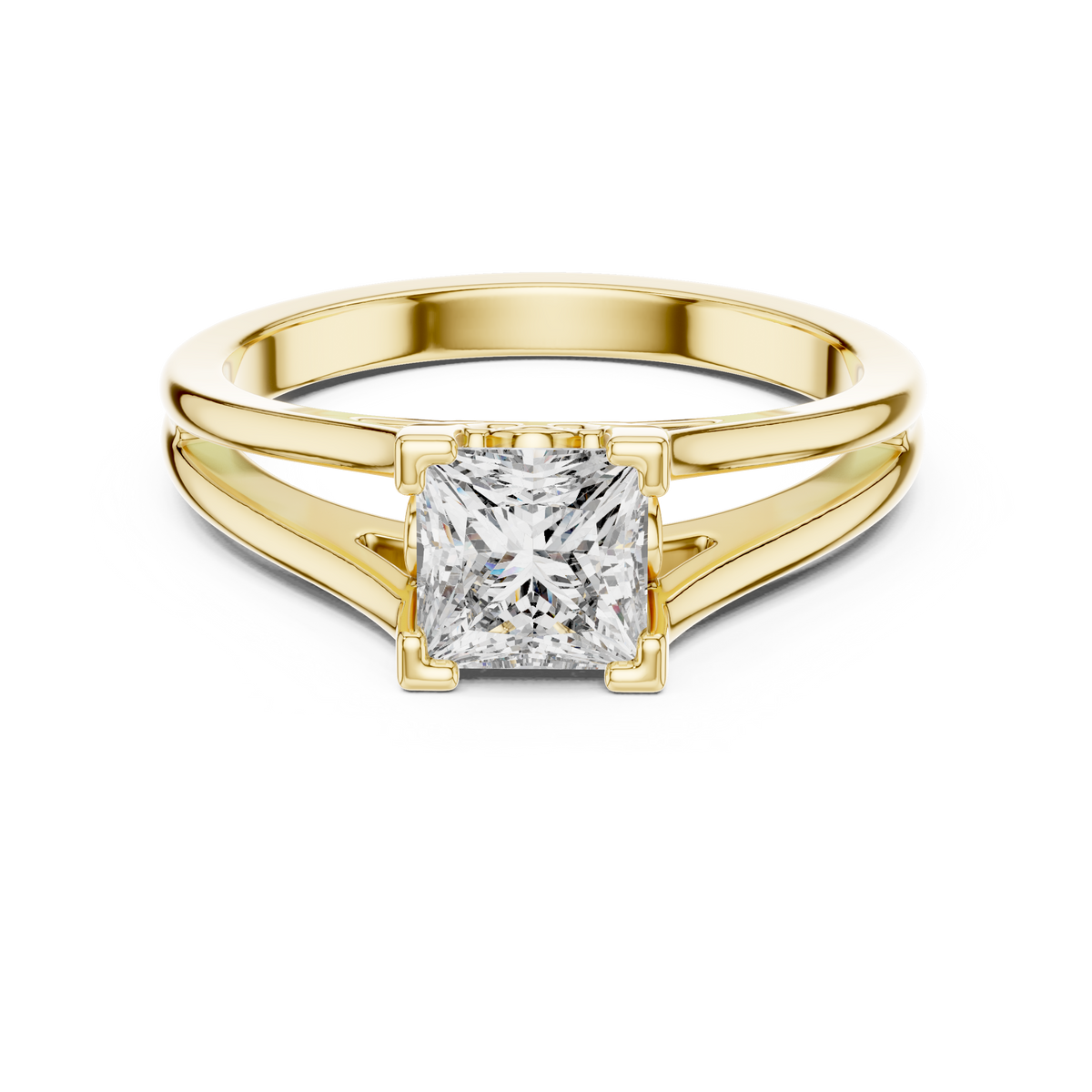 Cushion Cut Lab Grown Diamond Split Shank Engagement Ring