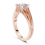 Square Cut Diamond Ring with Ornate Antique-Style Setting