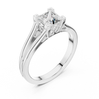 Square Cut Diamond Ring with Ornate Antique-Style Setting