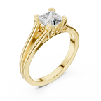 Square Cut Diamond Ring with Ornate Antique-Style Setting
