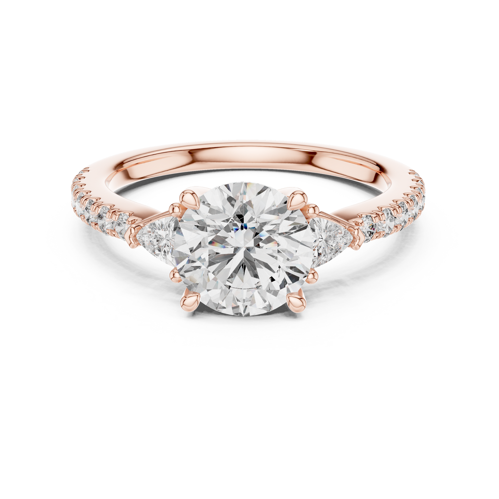 Brilliant Halo Lab Grown Diamond Three-Stone Engagement Ring.