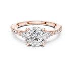Brilliant Halo Lab Grown Diamond Three-Stone Engagement Ring.