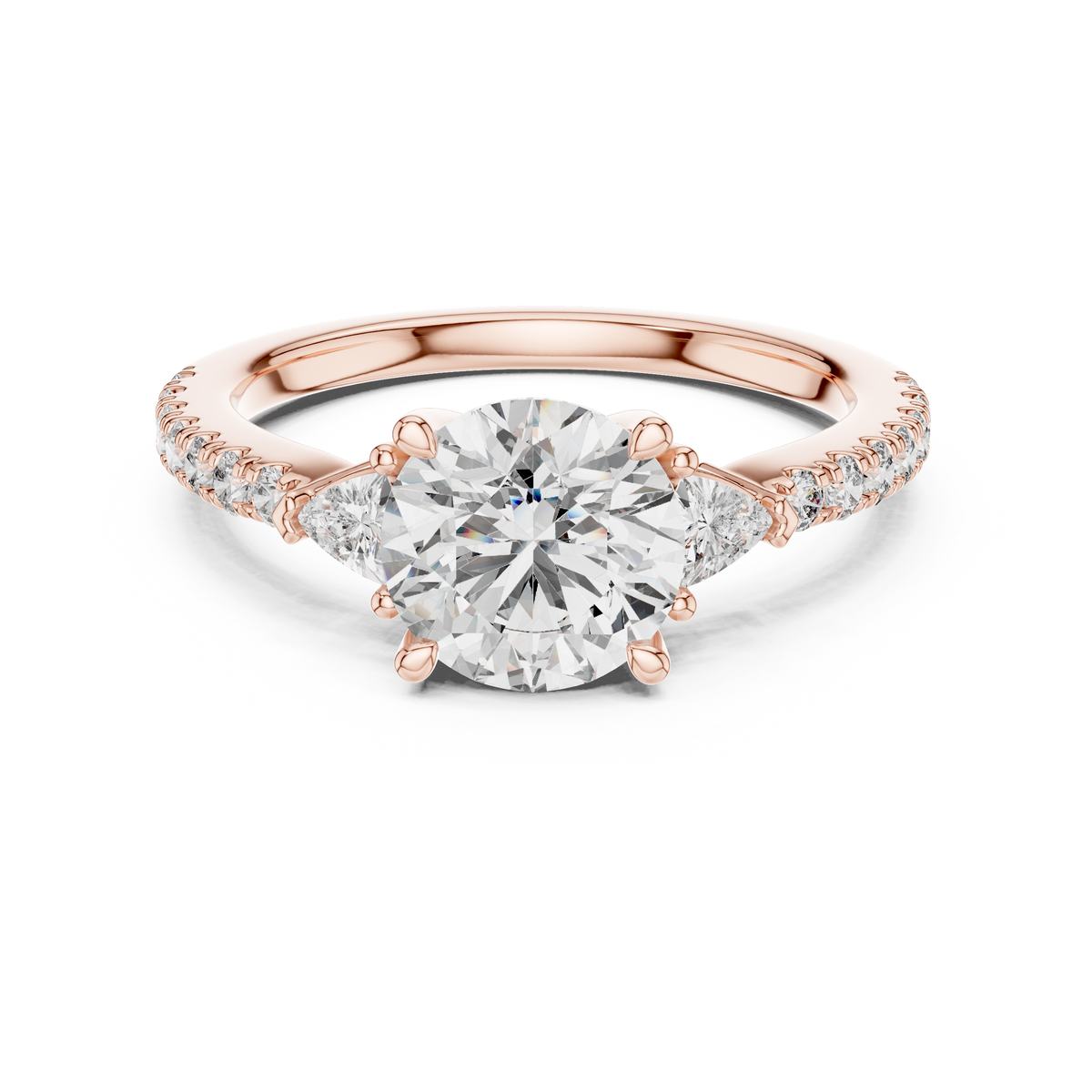 Brilliant Halo Lab Grown Diamond Three-Stone Engagement Ring.