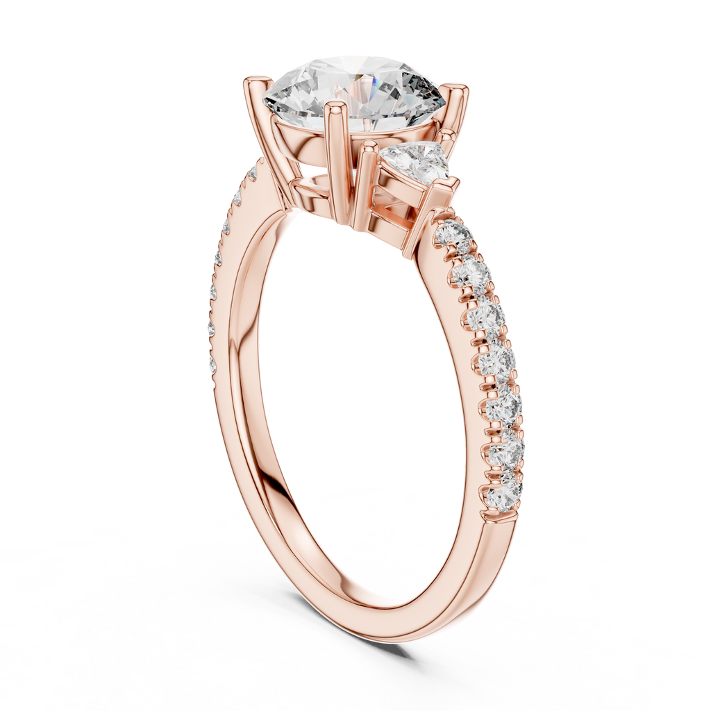 Round Brilliant Center with Trillion Accents and Diamond Shank