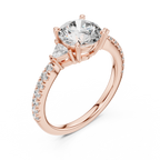 Round Brilliant Center with Trillion Accents and Diamond Shank