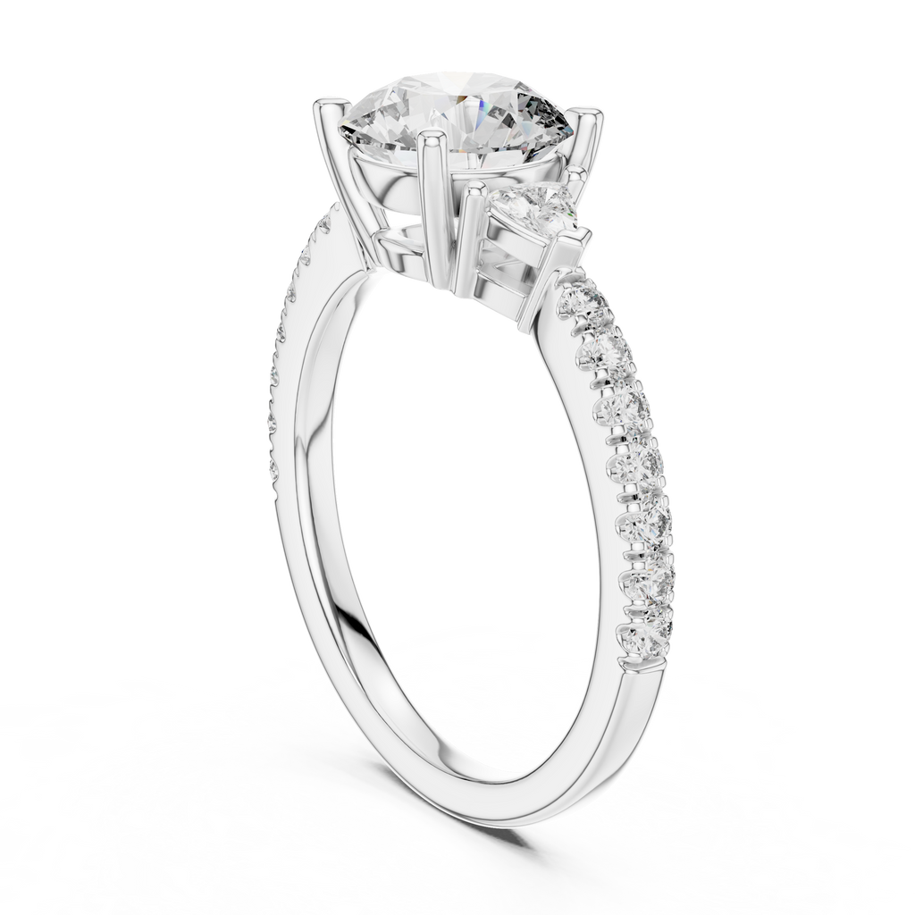 Round Brilliant Center with Trillion Accents and Diamond Shank