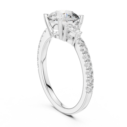 Round Brilliant Center with Trillion Accents and Diamond Shank