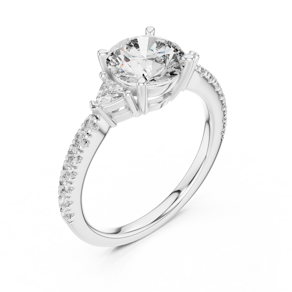 Round Brilliant Center with Trillion Accents and Diamond Shank