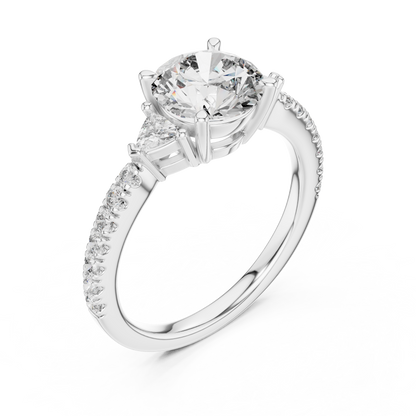 Round Brilliant Center with Trillion Accents and Diamond Shank