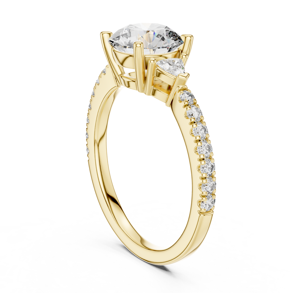 Round Brilliant Center with Trillion Accents and Diamond Shank