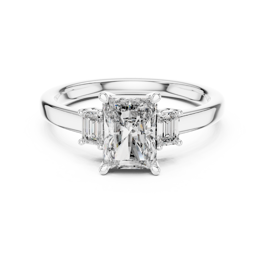 Regal Emerald-Cut Lab Grown Diamond Three-Stone Ring