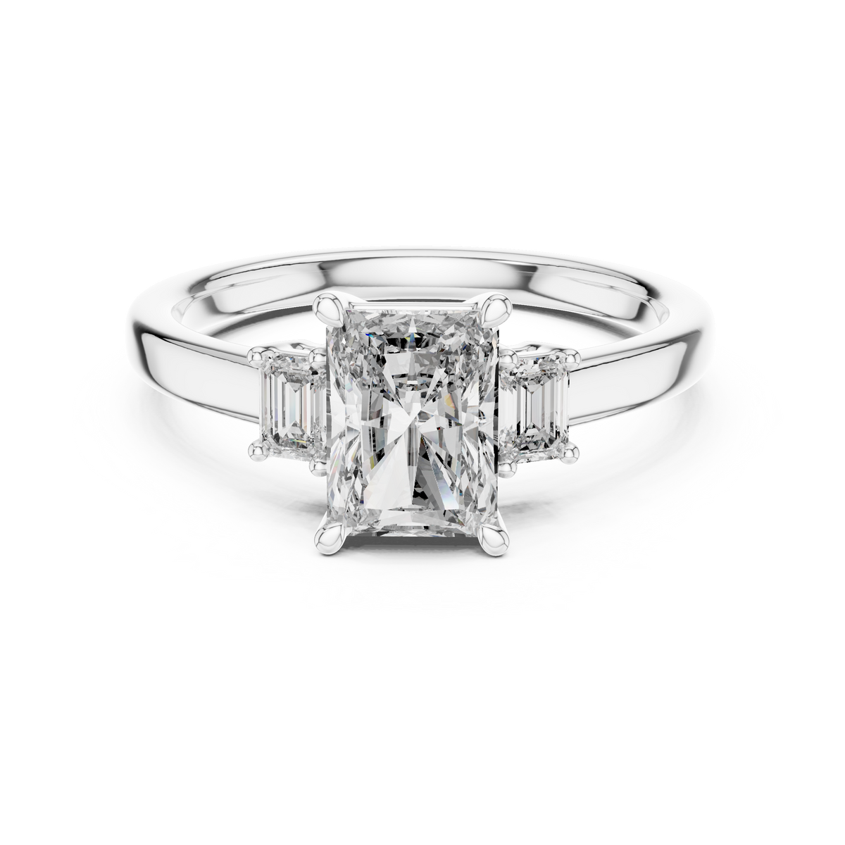 Regal Emerald-Cut Lab Grown Diamond Three-Stone Ring