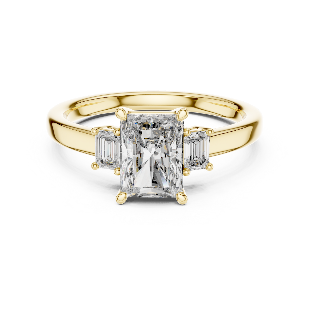 Regal Emerald-Cut Lab Grown Diamond Three-Stone Ring