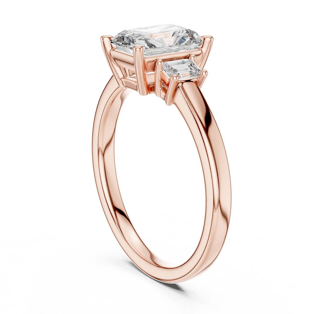Radiant Center Stone with Tapered Emerald-Cut Accents