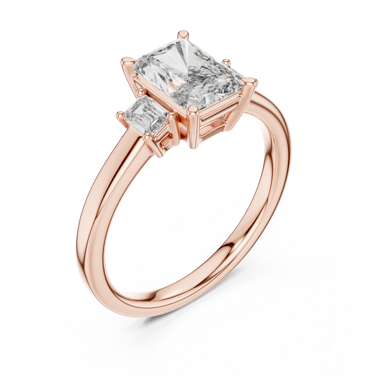 Radiant Center Stone with Tapered Emerald-Cut Accents