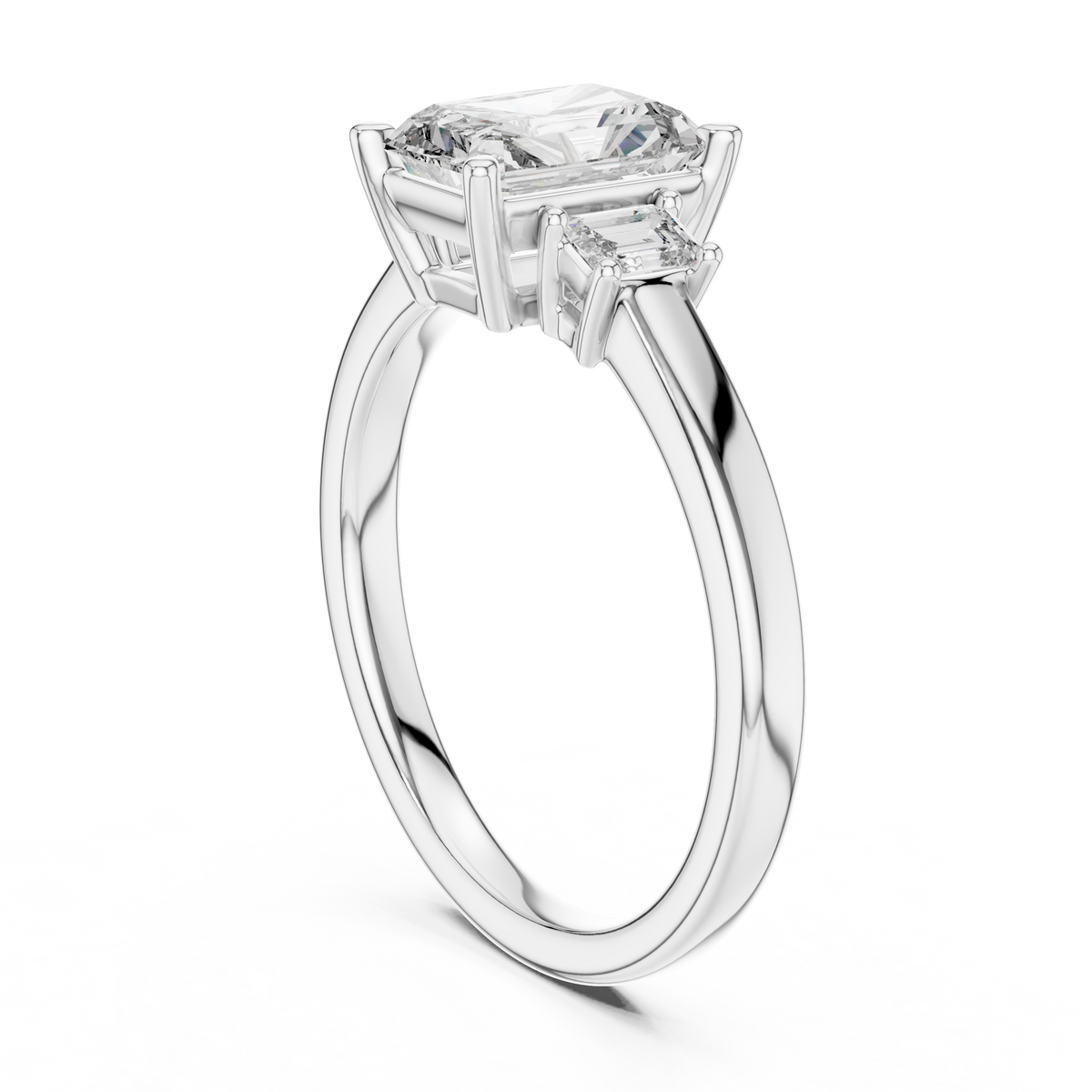 Radiant Center Stone with Tapered Emerald-Cut Accents