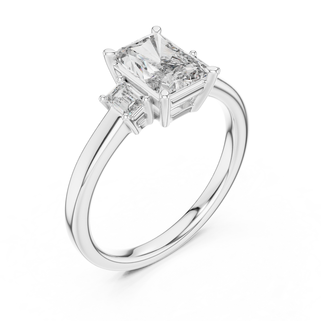 Radiant Center Stone with Tapered Emerald-Cut Accents