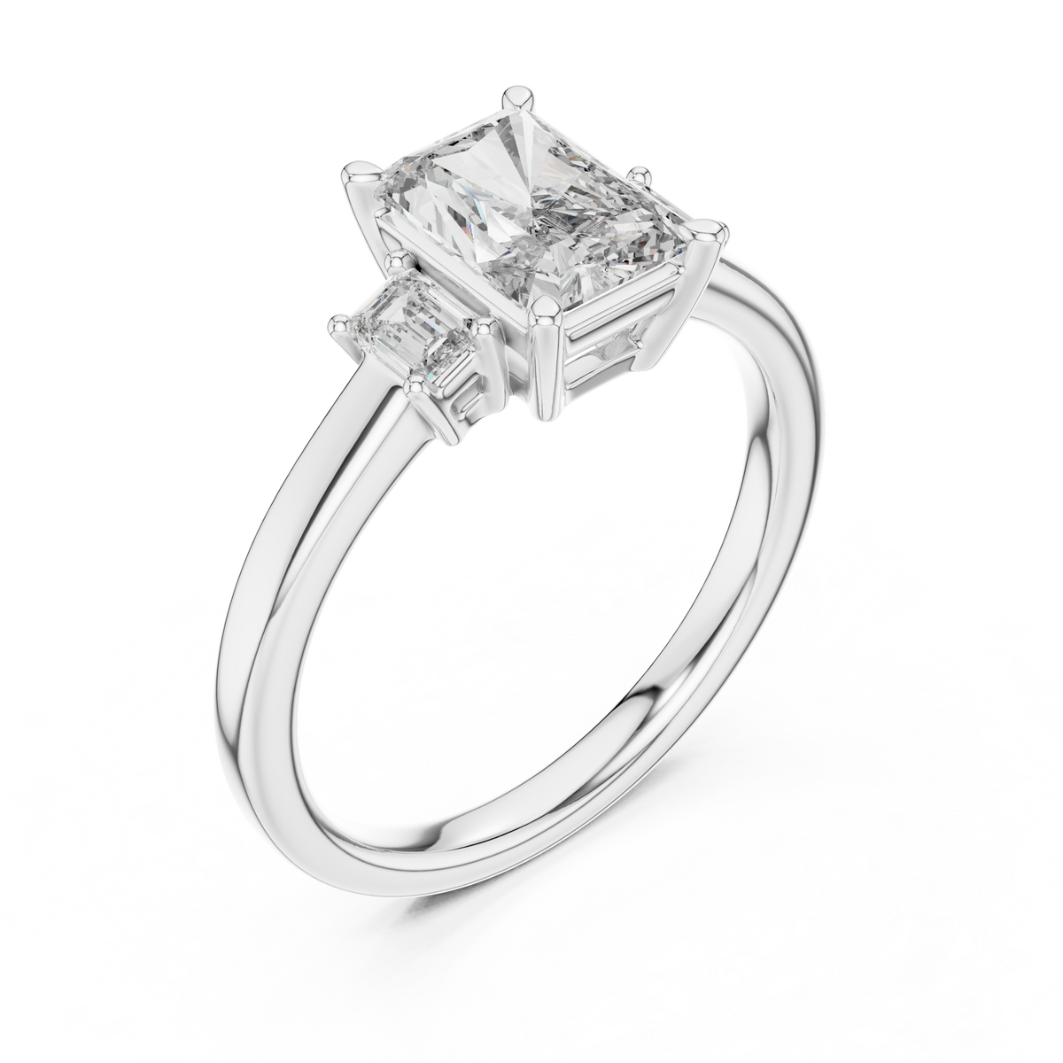 Radiant Center Stone with Tapered Emerald-Cut Accents