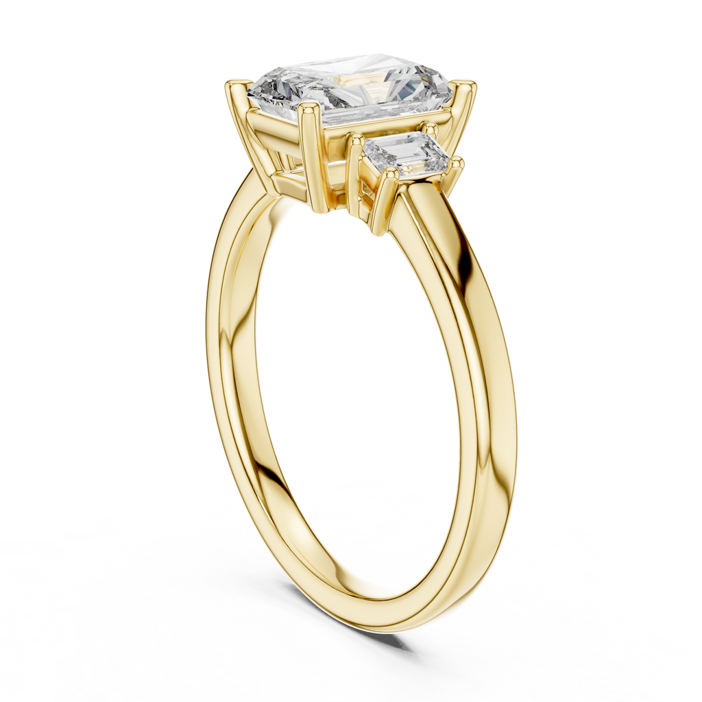Radiant Center Stone with Tapered Emerald-Cut Accents