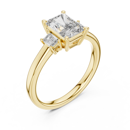 Radiant Center Stone with Tapered Emerald-Cut Accents
