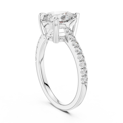 Brilliant Teardrop Diamond with a Sparkling Diamond-Encrusted Band