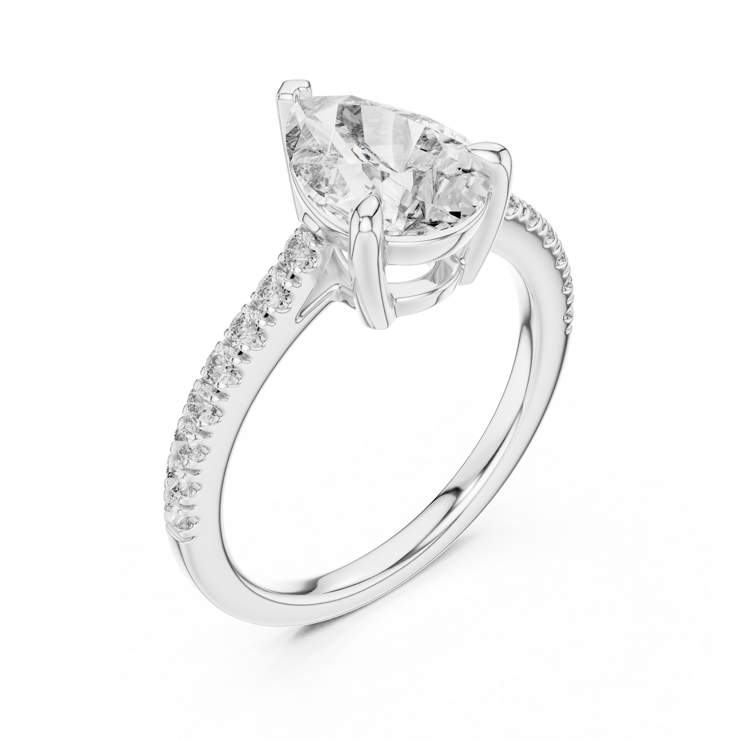 Brilliant Teardrop Diamond with a Sparkling Diamond-Encrusted Band