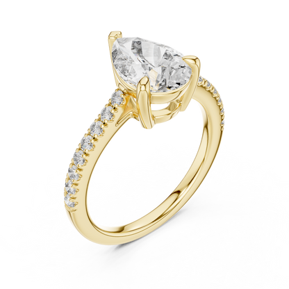 Brilliant Teardrop Diamond with a Sparkling Diamond-Encrusted Band