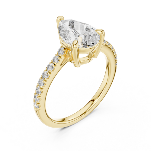 Brillanter Diamant in Tropfenform mit einem funkelnden, diamantbesetzten Band
