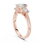 Brilliant Round Diamond Three-Stone Ring with Petal Detail