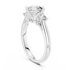 Brilliant Round Diamond Three-Stone Ring with Petal Detail