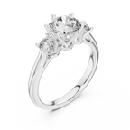 Brilliant Round Diamond Three-Stone Ring with Petal Detail