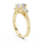 Brilliant Round Diamond Three-Stone Ring with Petal Detail