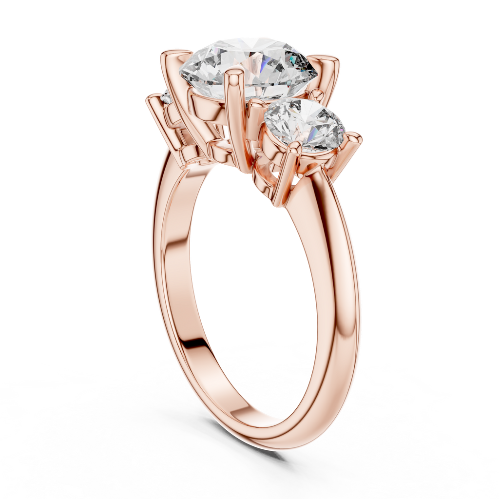Brilliant Round Diamond Three-Stone Ring with Polished High-Shine Finish
