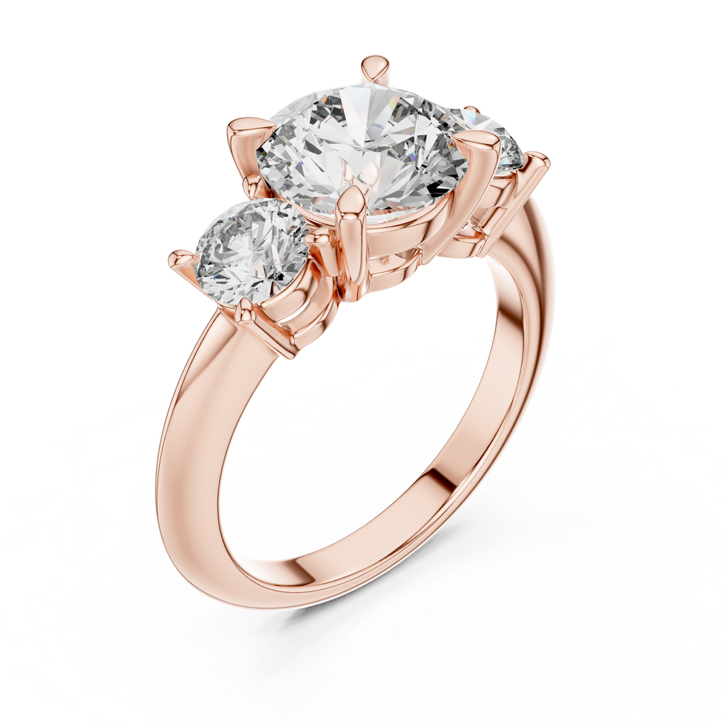 Brilliant Round Diamond Three-Stone Ring with Polished High-Shine Finish