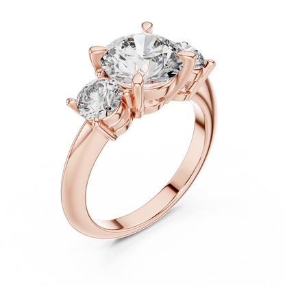 Brilliant Round Diamond Three-Stone Ring with Polished High-Shine Finish