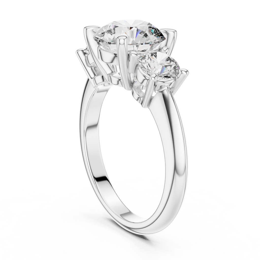 Brilliant Round Diamond Three-Stone Ring with Polished High-Shine Finish