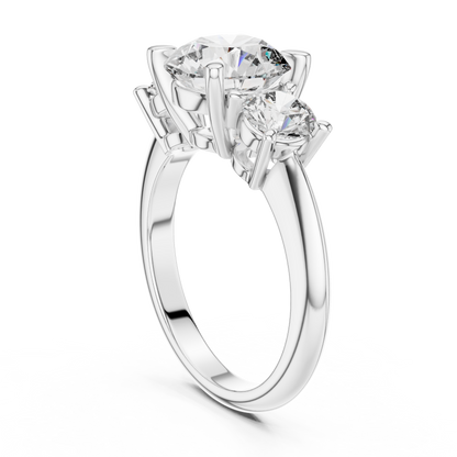 Brilliant Round Diamond Three-Stone Ring with Polished High-Shine Finish