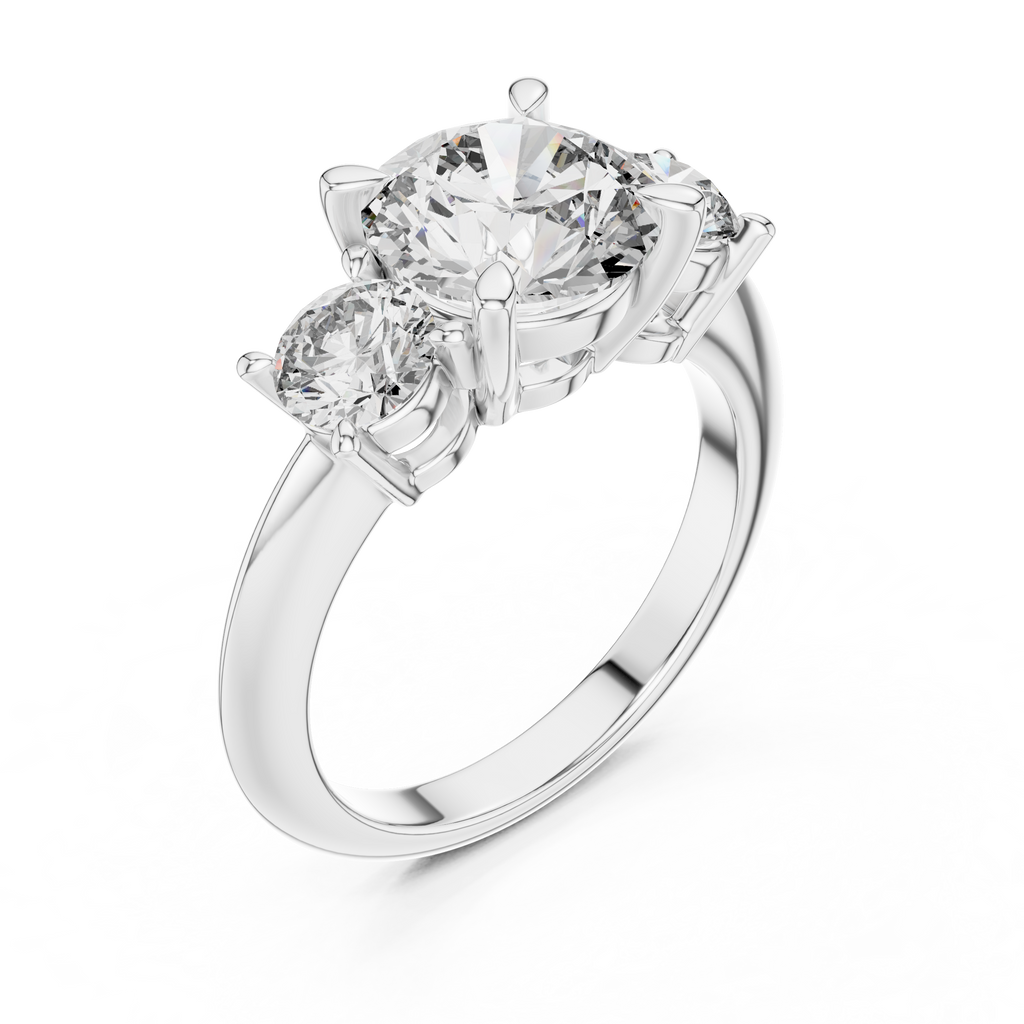 Brilliant Round Diamond Three-Stone Ring with Polished High-Shine Finish