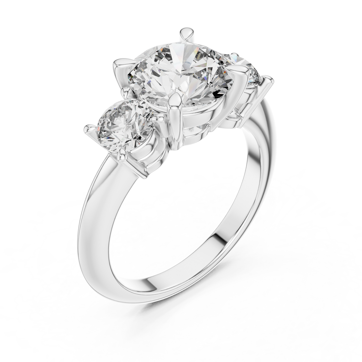 Brilliant Round Diamond Three-Stone Ring with Polished High-Shine Finish