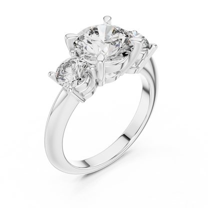 Brilliant Round Diamond Three-Stone Ring with Polished High-Shine Finish