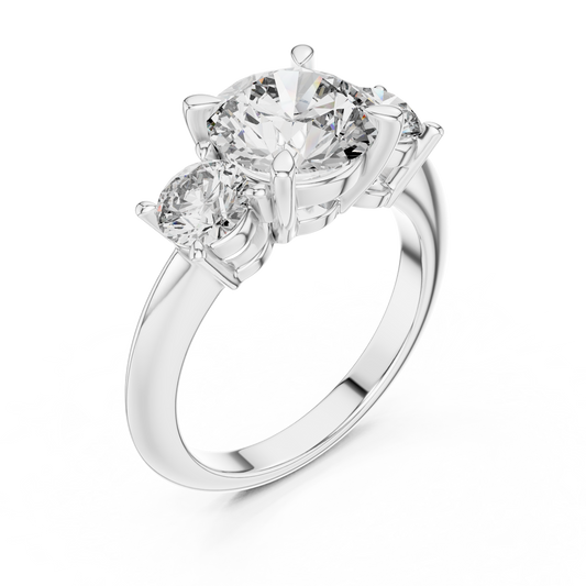Brilliant Round Diamond Three-Stone Ring with Polished High-Shine Finish