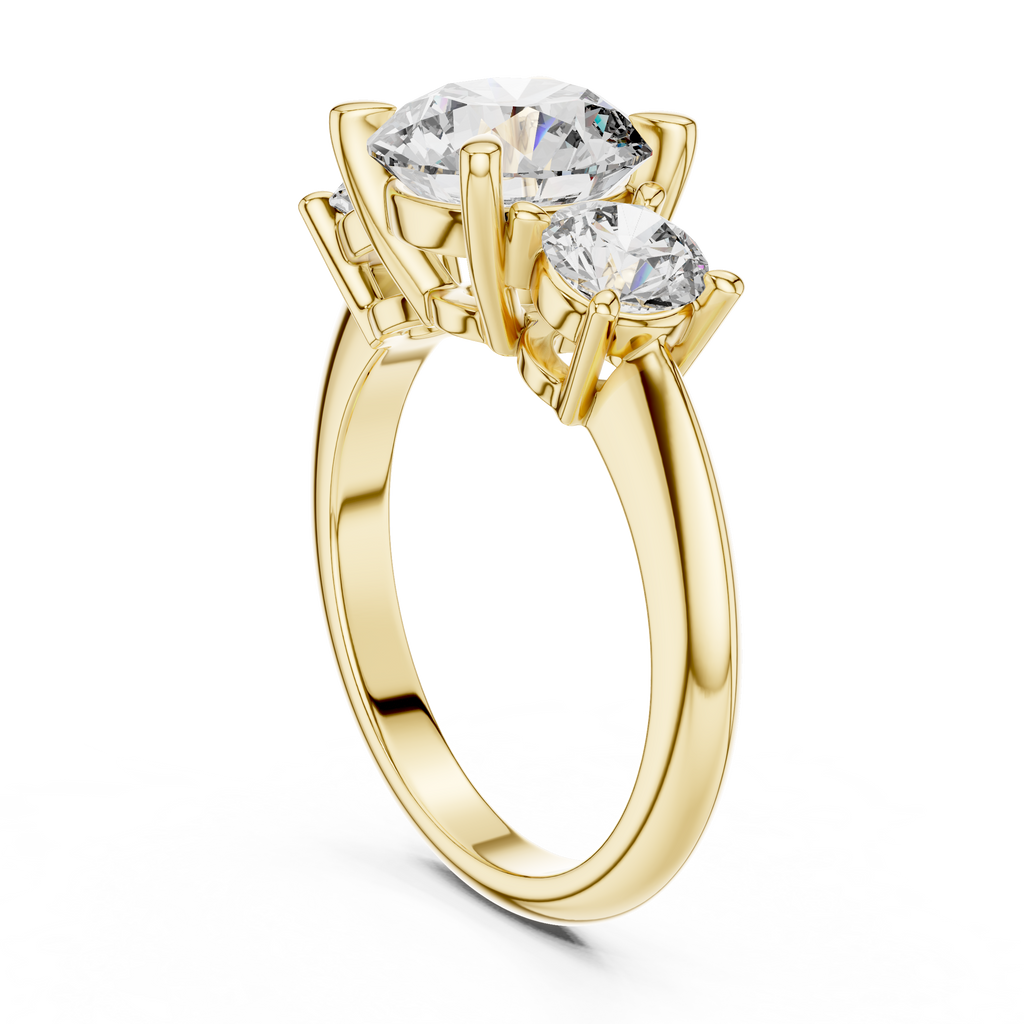 Brilliant Round Diamond Three-Stone Ring with Polished High-Shine Finish